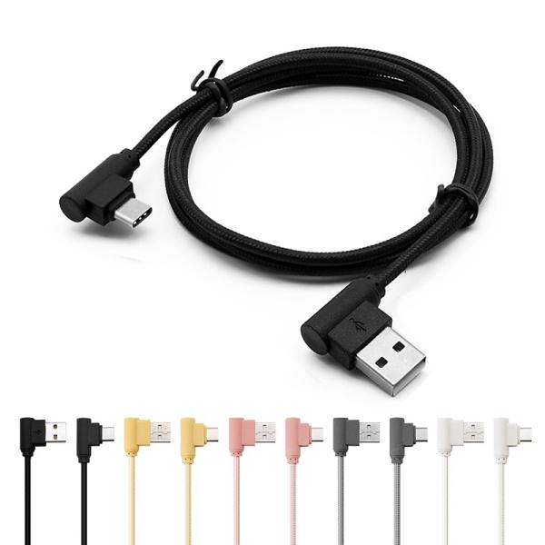 Nylon braided USB Cable Lightning/Micro USB 90 Degree Right Angle Male Data Sync and Fast Charging