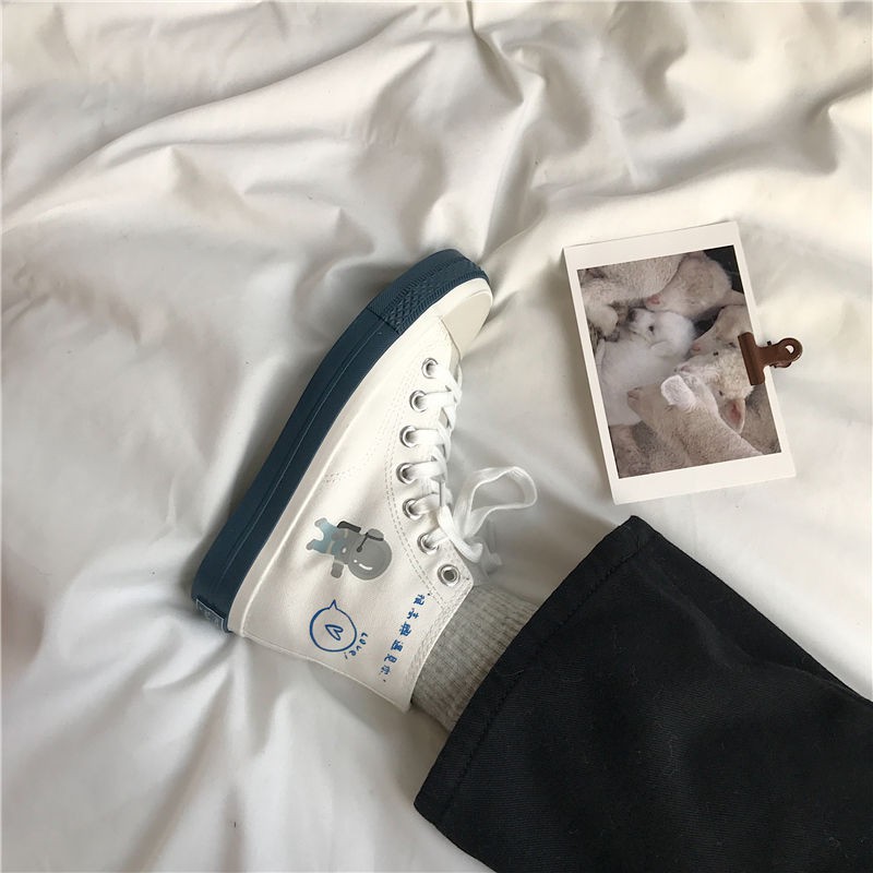 Giày Vải Canvas Cổ Cao Phong Cách Hàn Quốc Thời Trang Mùa Xuân 2020 Cho Nữ | BigBuy360 - bigbuy360.vn