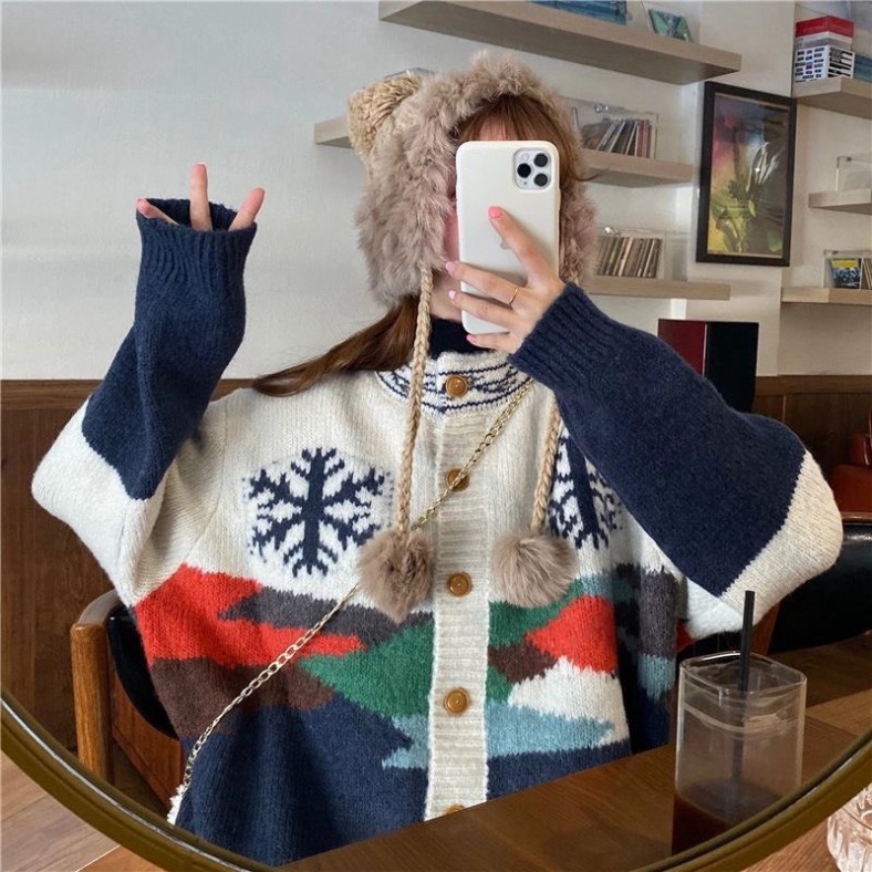 Cardigan len nữ dáng dài, áo khoác len hàn quốc màu đen trắng ngựa vằng LADY | BigBuy360 - bigbuy360.vn