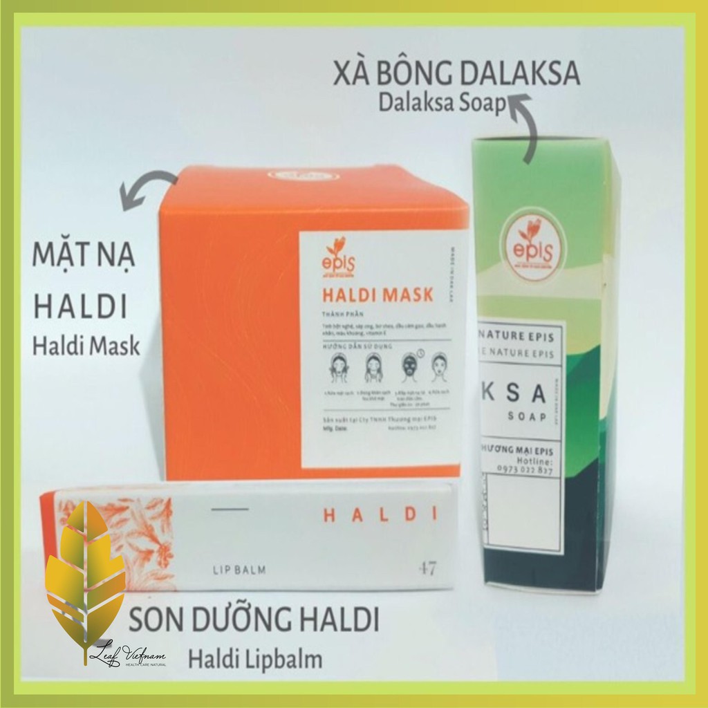 💗 💗 Combo Son dưỡng nghệ Haldi- Epis, Mặt nạ Haldi - Mặt nạ thiên nhiên và Xà bông Dalaksa 💗💗