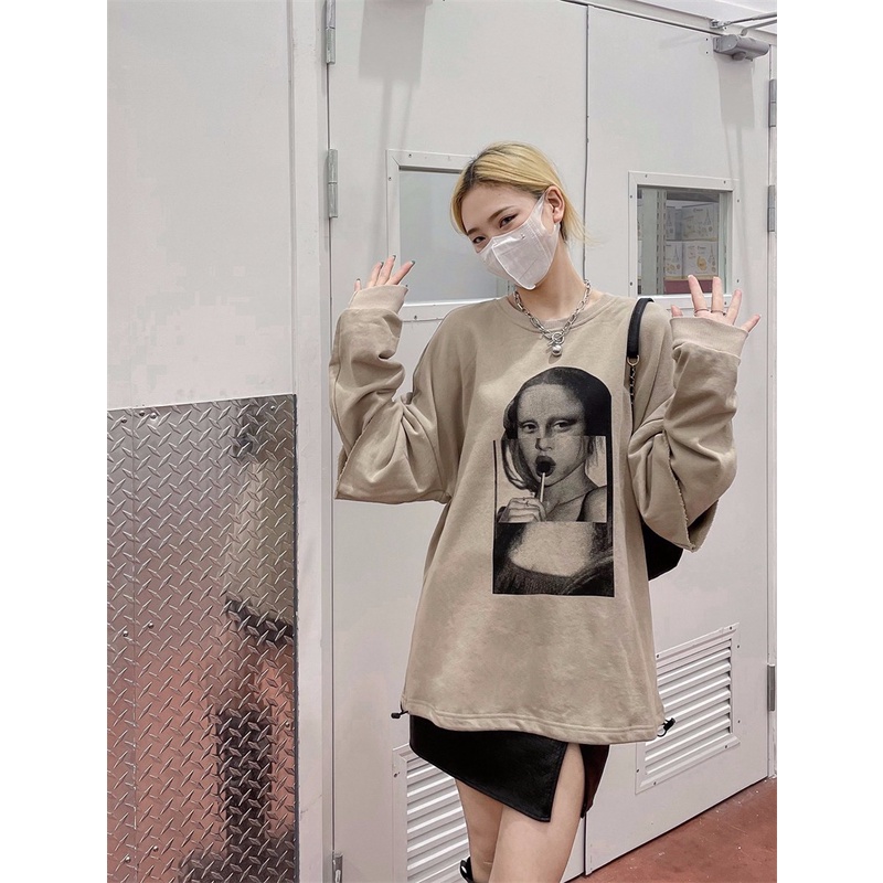 Áo Nỉ Nữ Dài Tay Cổ Tròn Thời Trang Hàn Mới