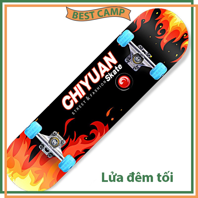 Ván Trượt Thể Thao Skateboard Cao Cấp Ván Trượt Chuẩn Thi Đấu Gỗ Phong Ép 7 Lớp Có Mặt Nhám Bánh Xe Phát Sáng Size Lớn