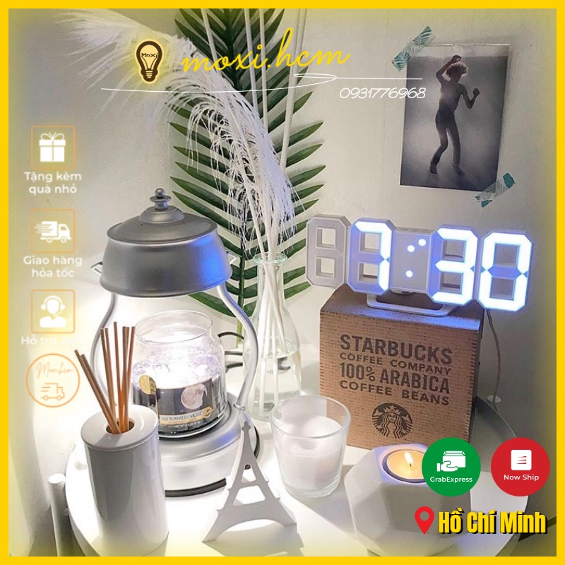 Đồng hồ đèn LED 3D treo tường, để bàn phong cách Hàn Quốc sáng đẹp decor phòng ngủ.