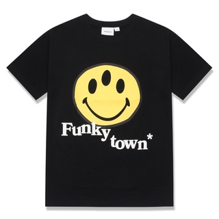 ÁO THUN  NAM NỮ TAY NGẮN IN NỔI HÌNH MẶT CƯỜI FUNKY MÀU ĐEN