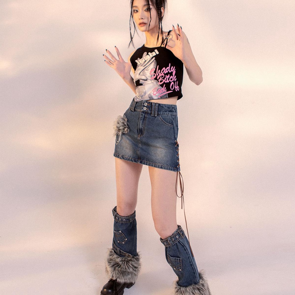 ✾✱⊙ Áo Hai Dây Không Đối Xứng In Hình Thời Trang Mùa Hè Hàn Quốc 2021