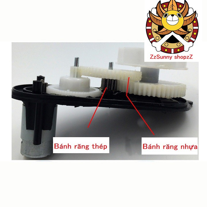 Hộp số cho ô tô điện trẻ em Motor RS 390 6 hoa 6V 18000 Rpm, 12V 16000 Rpm 20000rpm . Kèm giắc cắm điện