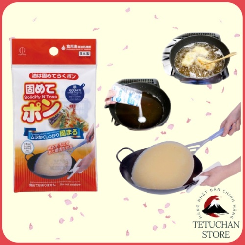 Set 3 gói bột làm đông dầu ăn chống tắc nghẽn ống thoát nước bảo vệ môi trường Nội địa Nhật Bản