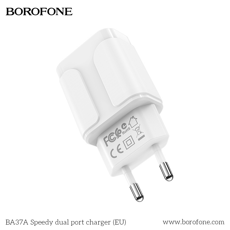 Củ sạc iphone, android Borofone BA37 12W 2 cổng USB 2.4A chuẩn EU, US