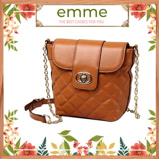 Túi Xách Nữ Đeo Chéo Nắp Túi Da Trơn Thêu Vân Quả Trám Chỉ Nổi Kèm Dây Đeo Xích Mạ Vàng Sang Trọng [ MỚI 2021 ]