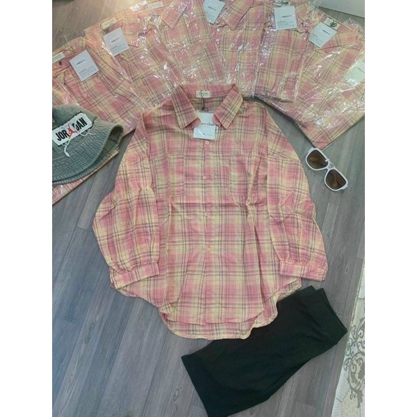 Áo Sơ Mi Nữ Kẻ Ô Form Dài- Kèm Hình Thật &amp; Video