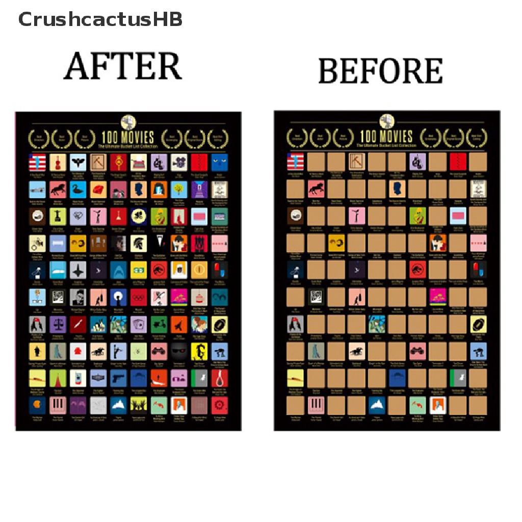 [CrushcactusHB] 100 Movies Scratch Off Film Poster Wallpapers Wall Decorate For Movie Lovers Hot Sell