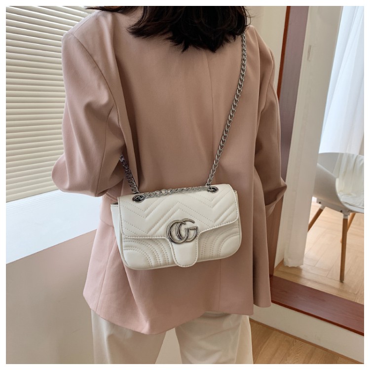 Túi xách GC vuông nữ thêu lưới cá tính dây chuyền bạc cao cấp Ulzzang siêu xinh ❤️