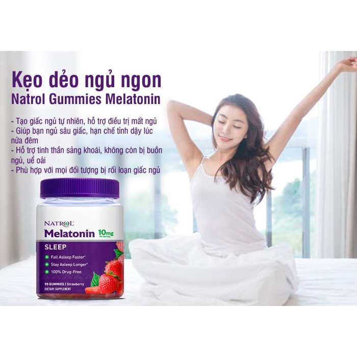 Kẹo Ngủ Melatonin Gummies Natrol 10mg - Hỗ trợ giấc ngủ tự nhiên