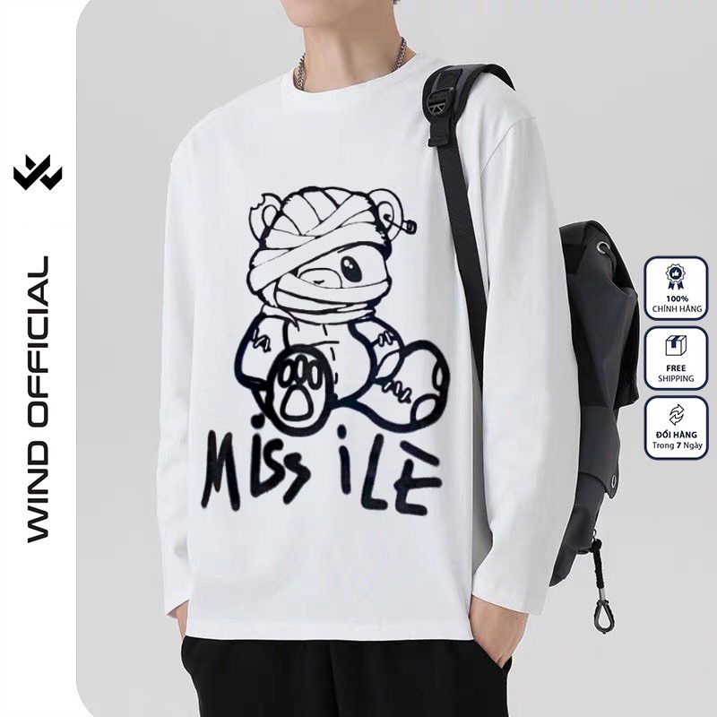 Áo thun tay dài WIND phông unisex form rộng GẤU ILE thời trang nam nữ oversize ulzzang | BigBuy360 - bigbuy360.vn