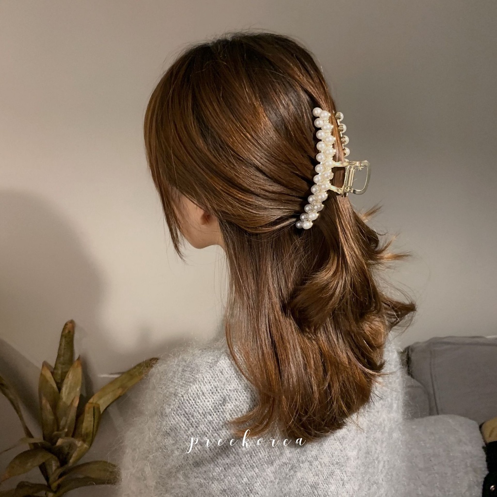 [Size To 11 CM] Kẹp Tóc Càng Cua Kim Loại Hàn Quốc Đính Đá Ngọc Nhân Tạo Sang Chảnh Siêu Đẹp Mainia Shop