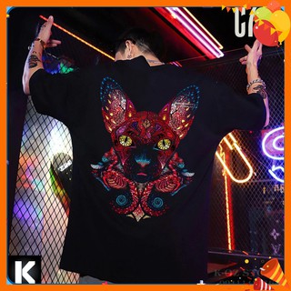 Áo thun mèo c7 cat tay lỡ oversize unisex