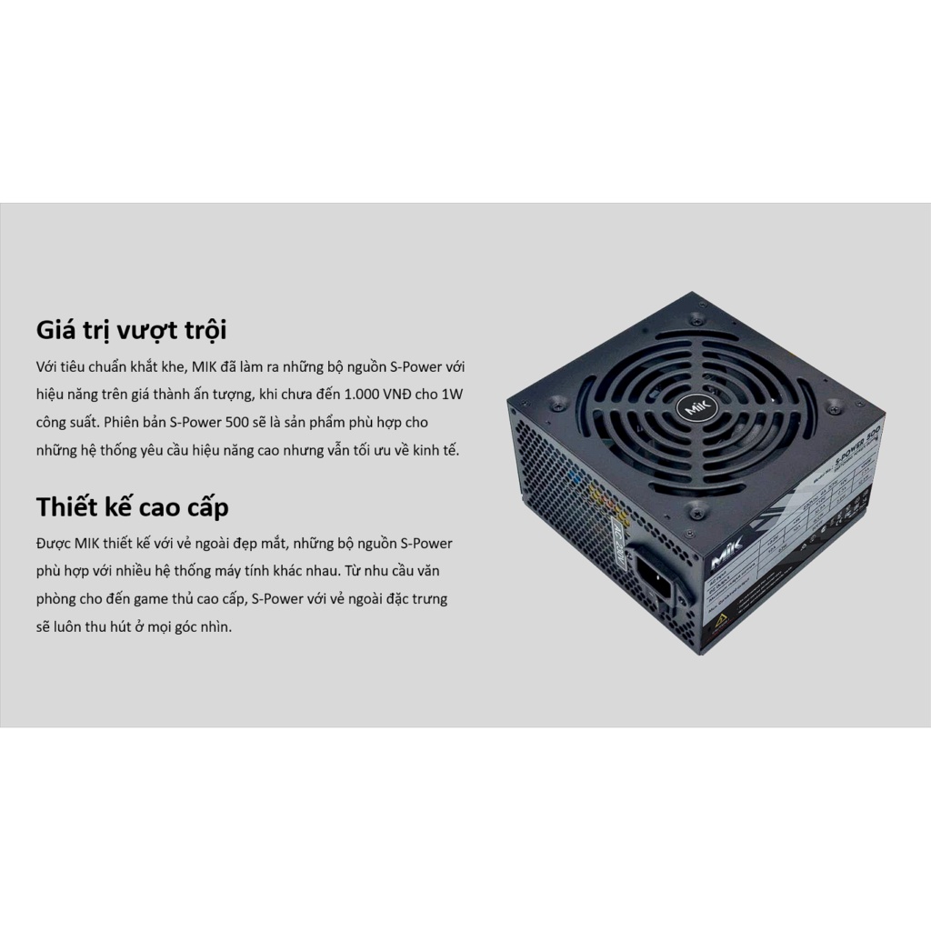 Nguồn máy tính MIK SPower 500W - MIK SPower PSU 500W - Hàng chính hãng