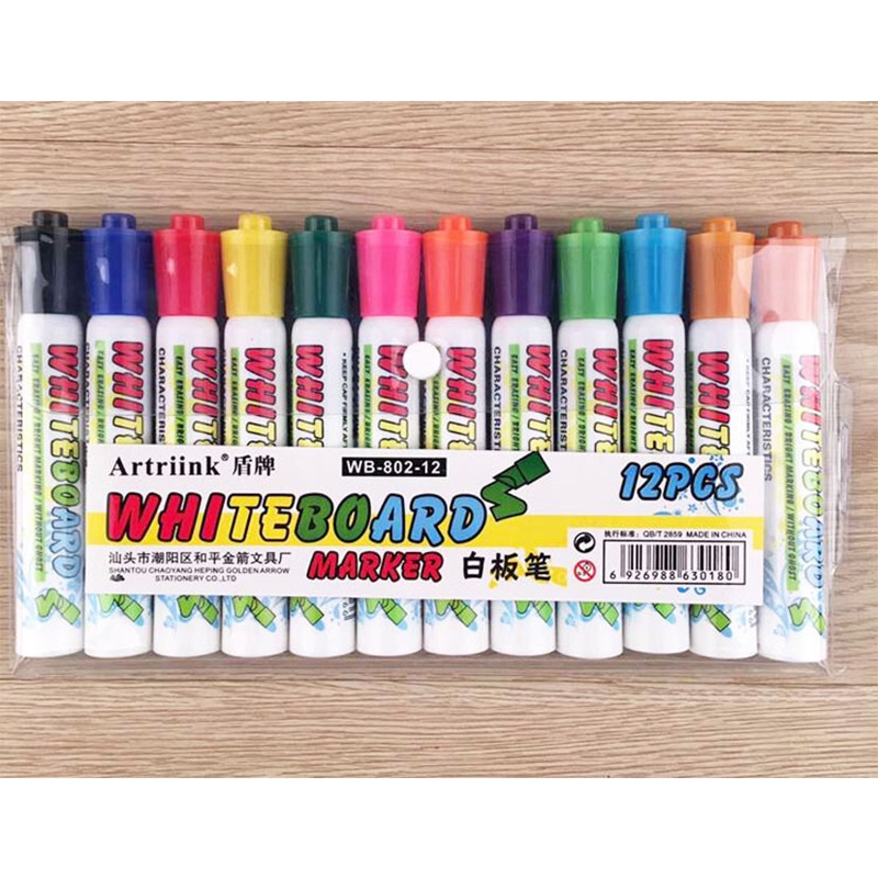 Bút Lông Đánh Dấu Bảng Trắng 12 Màu Sắc Khác Nhau Dễ Lau Chùi