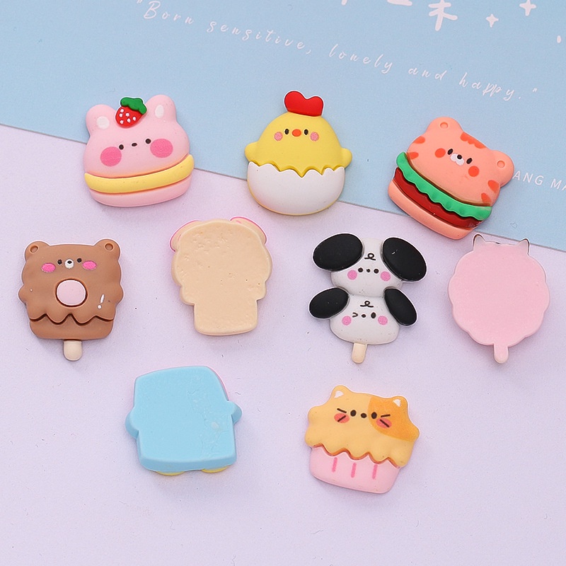 Set 10 Kẹp Tóc Hình Que Kem / Hamburger / Thức Ăn Độc Đáo Dễ Thương Diy