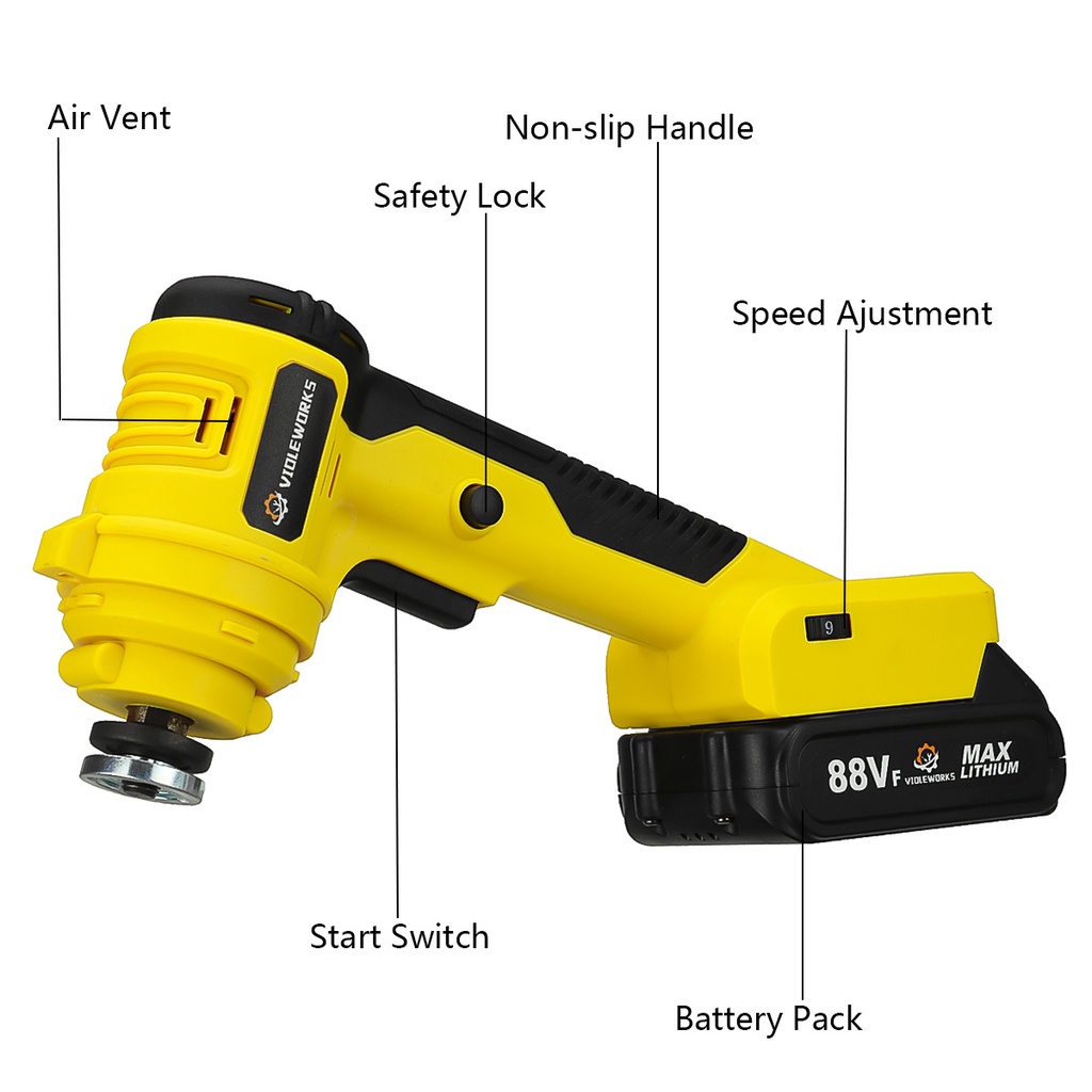 Máy Mài Góc mini 10000rpm 88vf Pin li-ion 18v 1580w Có Thể Điều Chỉnh Tốc Độ