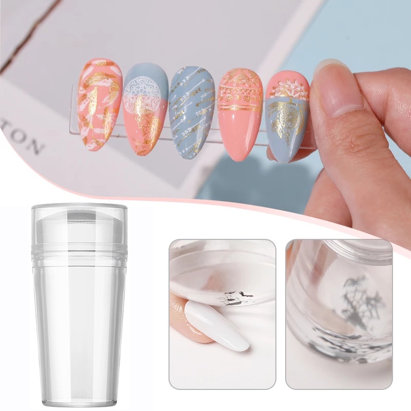 1 Bộ Dụng Cụ In Móng Tay Bằng Silicone Trong Suốt