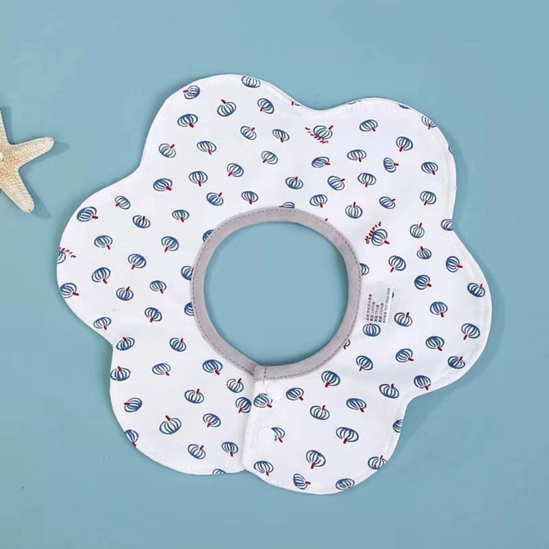 Yếm Ăn Cotton Dệt Kim Thoáng Khí Chống Nước Xoay 360 Độ Dễ Thương Cho Bé Trai + Gái