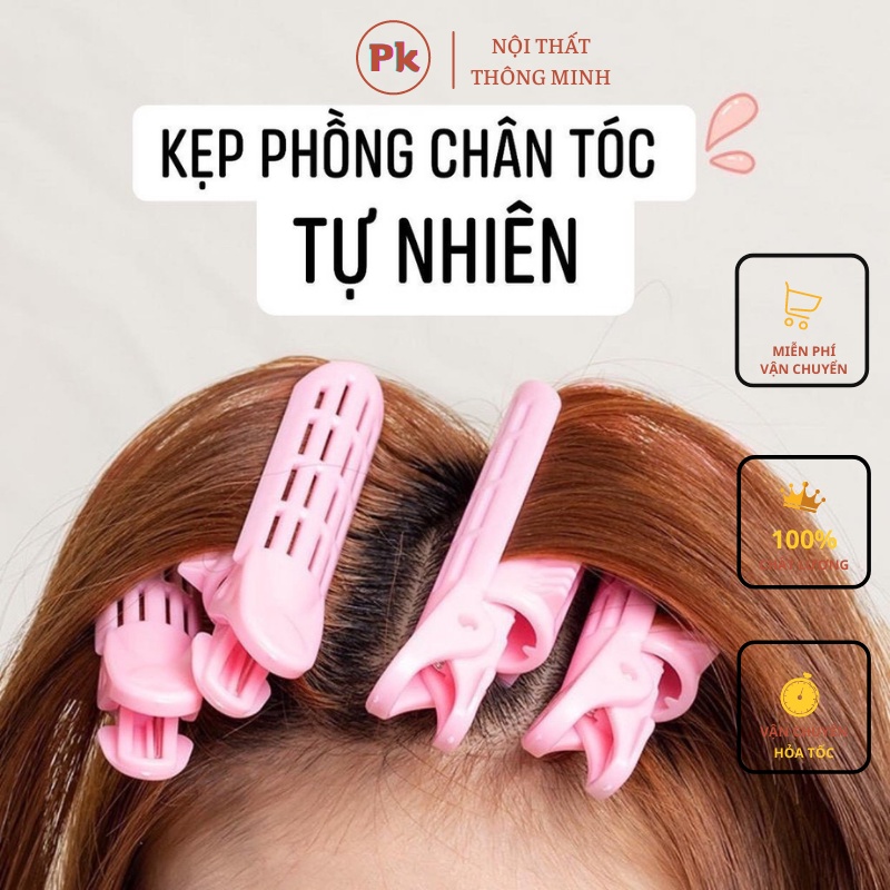 BỘ 2 CÁI KẸP PHỒNG CHÂN TÓC TỰ NHIÊN HÀN QUỐC KHÔNG NHIỆT, KHÔNG HƯ TỔN TÓC