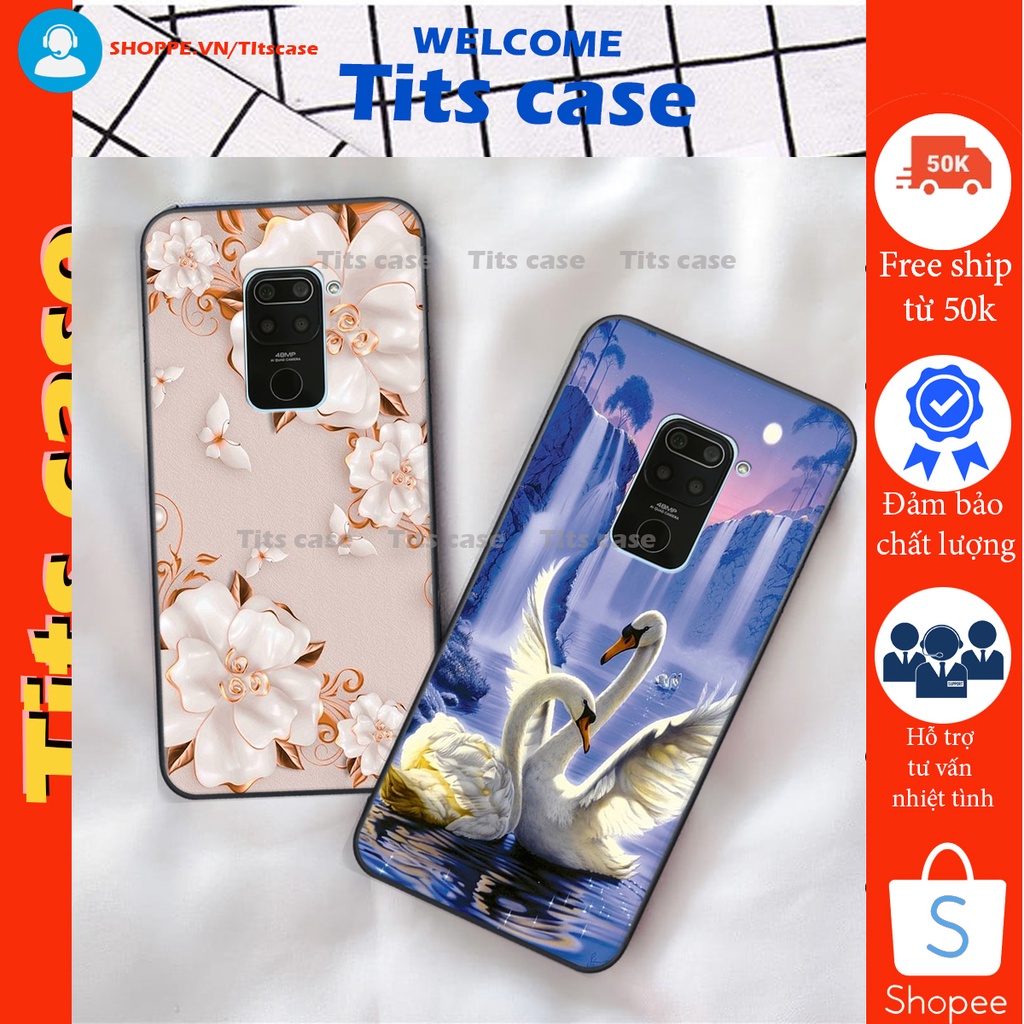 Ốp lưng  Xiaomi REDMI NOTE 9 in hình thiên nga,hoa may mắn, đặc sắc ĐỘC - LẠ - BỀN
