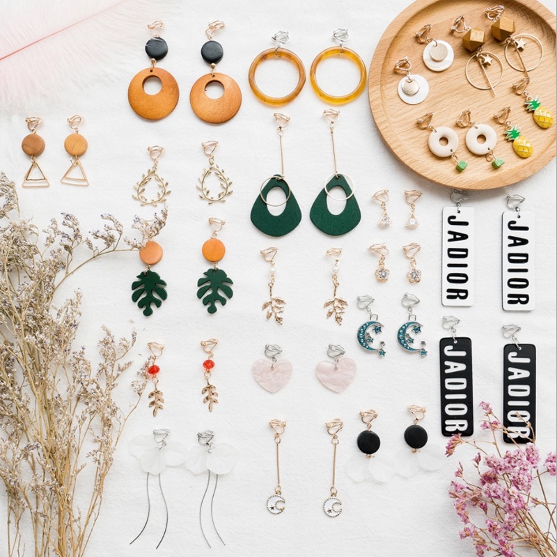Set 50 Hoa Tai Dạng Kẹp Không Xỏ Lỗ Chất Lượng Cao Phong Cách retro