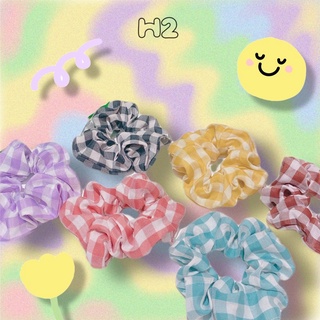 ( h2storee ) Chun scrunchies buộc tóc caro mẫu mới