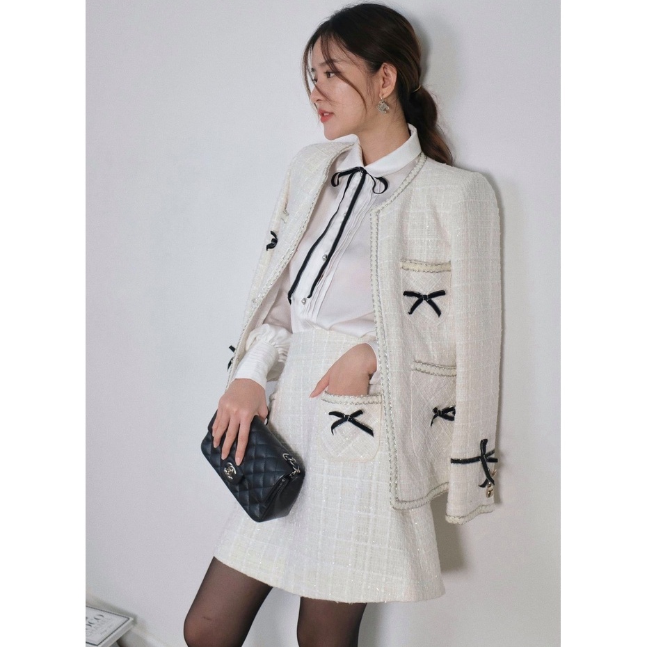 Chân váy tweed trắng HUONG BOUTIQUE HBZ357