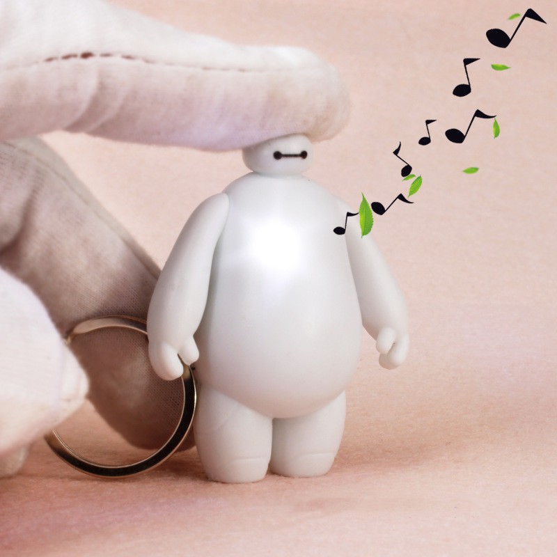Móc khóa hình nhân vật hoạt họa Baymax trong Big Hero 6 có đèn LED đáng yêu