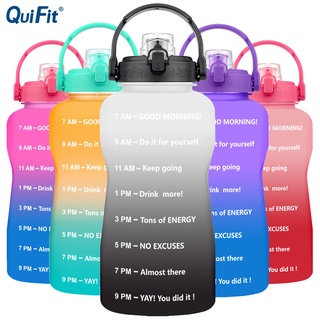 Chai Nước Thể Thao Quifit Miệng Rộng Bằng Tritan Cách Nhiệt Không BPA Có Nắp Lật Và Đánh Dấu Thời Gian Dung Tích 3.8L