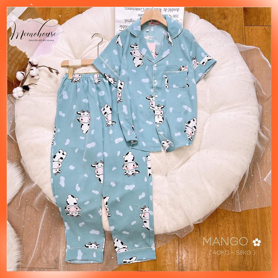 Đồ Mặc Nhà Pijama Lụa Mango TN Quần Dài Freesize - HÀNG CAO CẤP