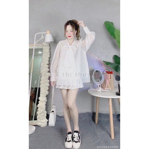 Áo Kiểu Voan Tay Phồng Cột Nơ