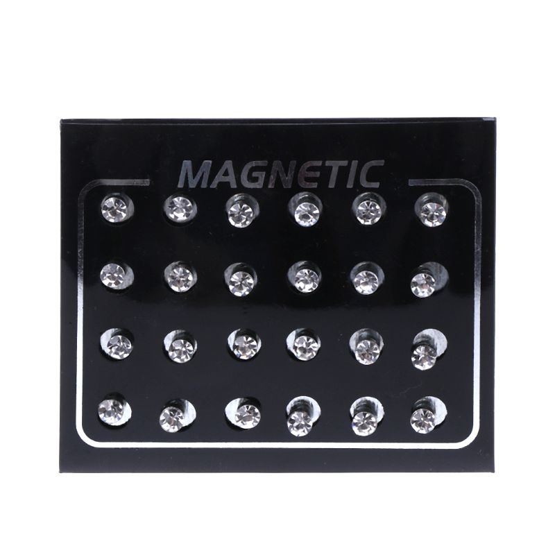 12 Đôi khuyên tai nam châm đính đá pha lê thời trang sành điệu