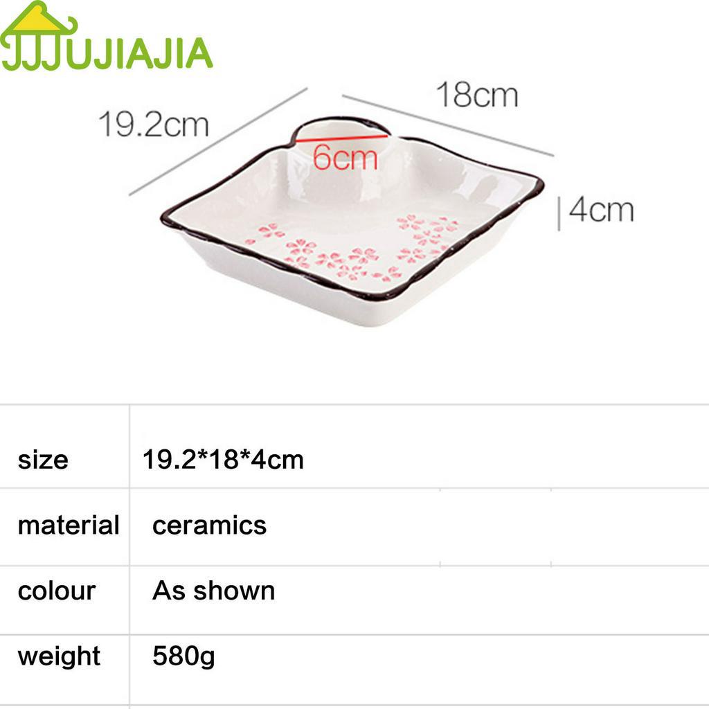 Đĩa Gốm JUJIAJIA Hình Vuông Có Ô Nhỏ Đựng Nước Sốt Tiện Lợi