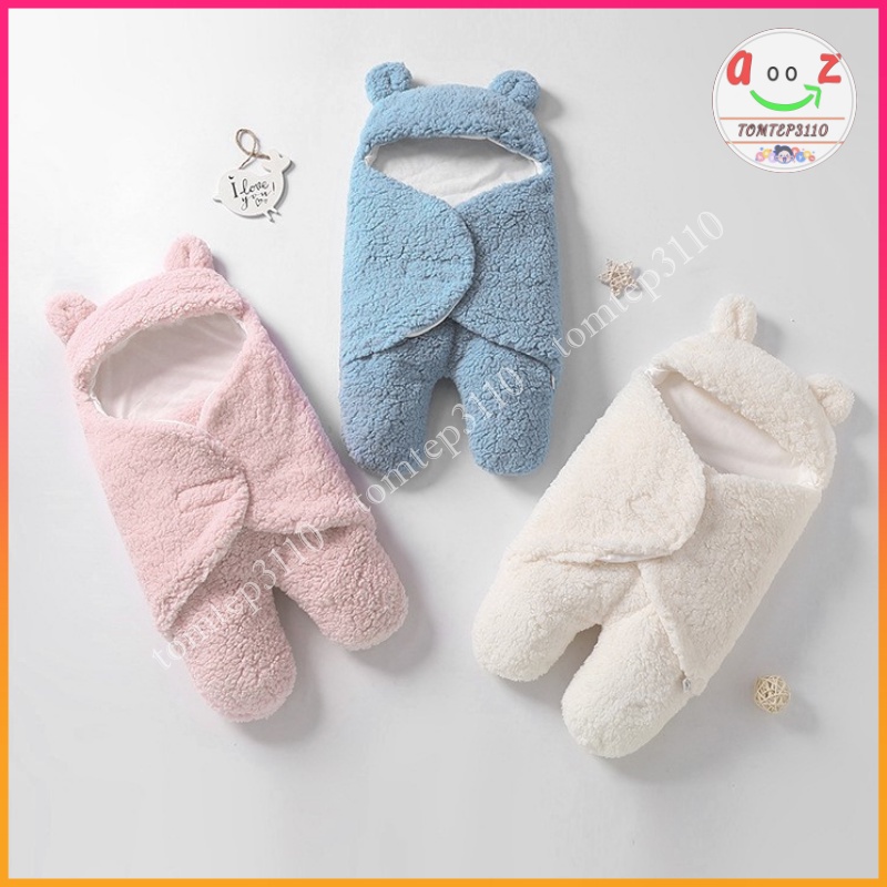 Chăn Ủ Gấu Lông Cừu Có Chân Loại Dày 3 Lớp Siều Mềm Mại Và Giữ Ấm Cực Tốt Cho Bé Từ 0 Đến 3 Tháng