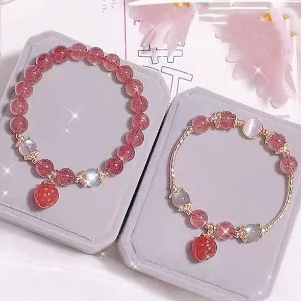Vòng Đeo Tay Pha Lê Tự Nhiên Họa Tiết Hoa Đào Độc Đáo
