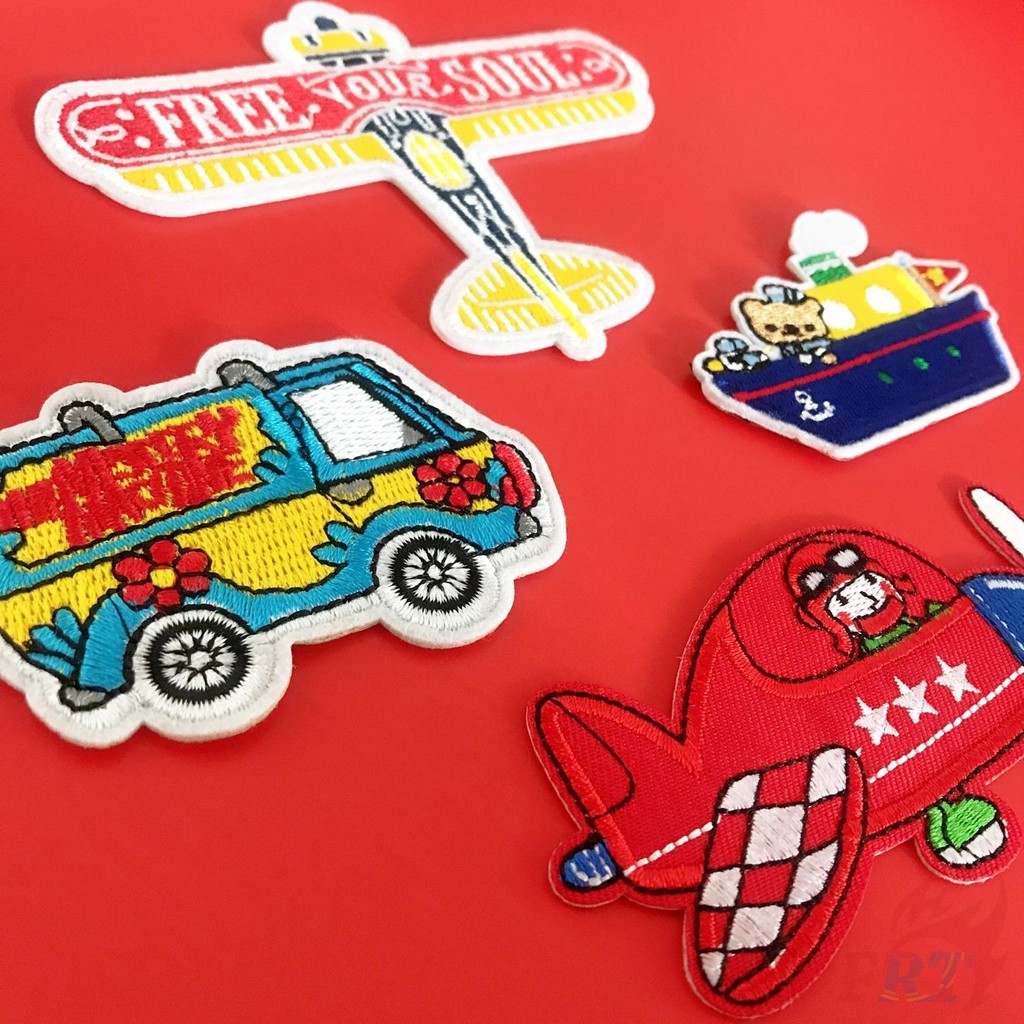 Sticker ủi thêu hình phương tiện giao thông độc đáo dễ thương