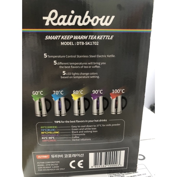 Ấm siêu tốc Rainbow DTB-SK1702 xuất châu âu