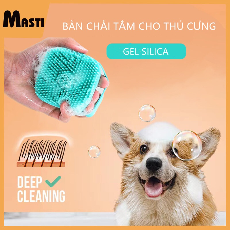 Bàn chải tắm cho thú cưng MASTI LI0350 massage chăm sóc sức khỏe an toàn tiện dụng