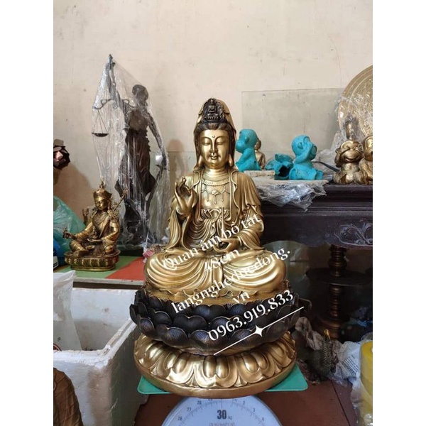 Tượng Phật Bà Quan Âm Bằng Đồng 48cm, bán tượng quan âm, giá tượng quan âm, giá bán tượng quan âm, tượng đồng vàng