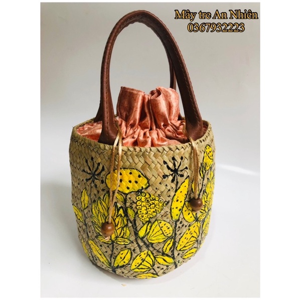 Giỏ đệm tròn quay da