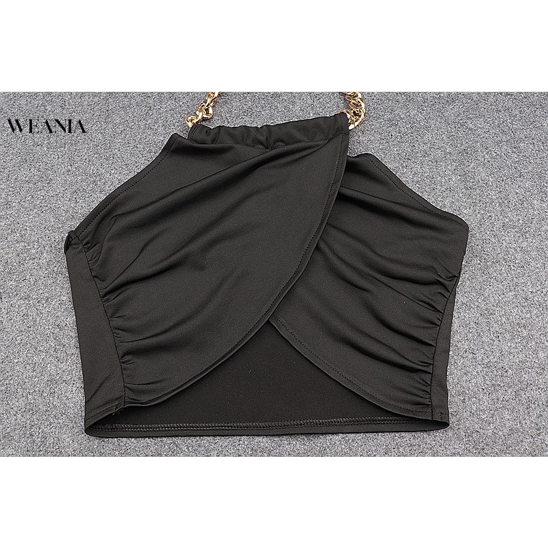 Áo croptop WEANIA D0402 hở lưng phối dây xích thời trang mùa hè cho nữ