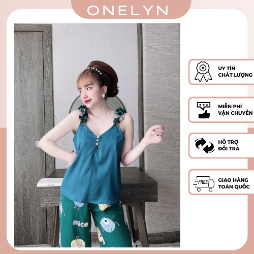 Đồ ngủ Pyjama lụa latin, bộ lửng lụa latin nơ cao cấp 46 - 67kg