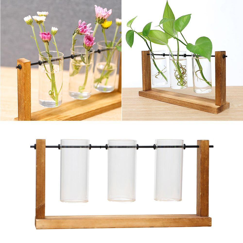 Chậu Cây Thủy Canh Khung Gỗ Sáng Tạo Để Bàn Trang Trí