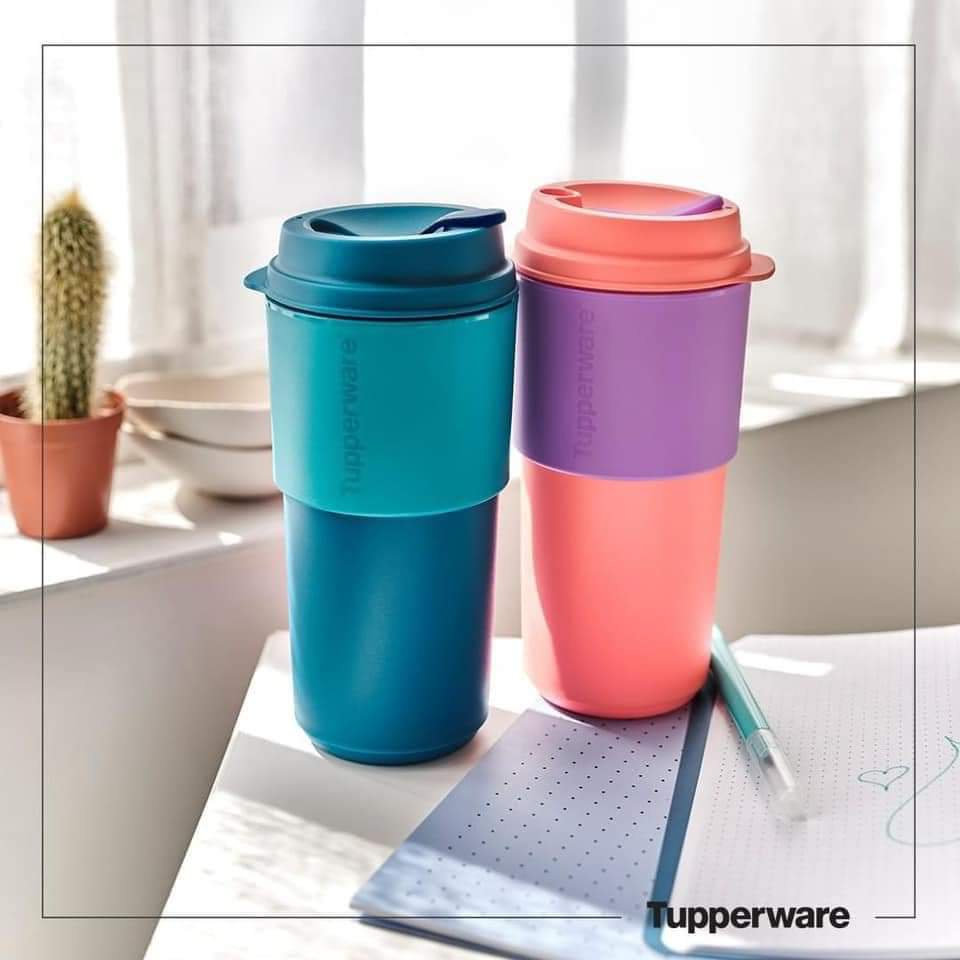 Ly đựng cà phê, trà sữa take away, có quai xách mang đi, có lỗ cắm ống hút Tupperware nhựa nguyên sinh