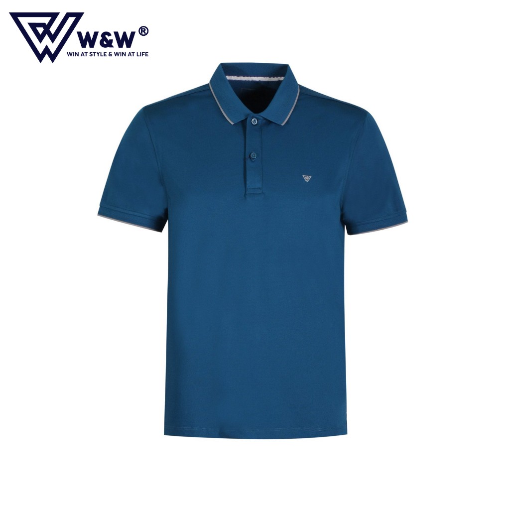 Áo Thun Nam Polo W&amp;W Dáng Regular Fit- Cổ Áo Không Chân Thiết Kế Hai Cúc, Áo Polo Nam Thoáng Mát, Thấm Hút Tốt WPO41R