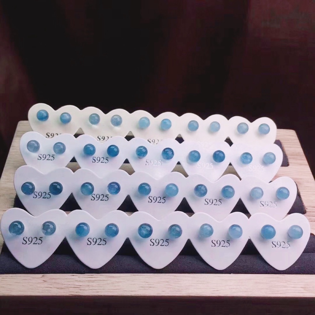 Aquamarine Bông Tai Pha Lê Đính Nơ Màu Xanh Biển Nhỏ Xinh Cho Nữ